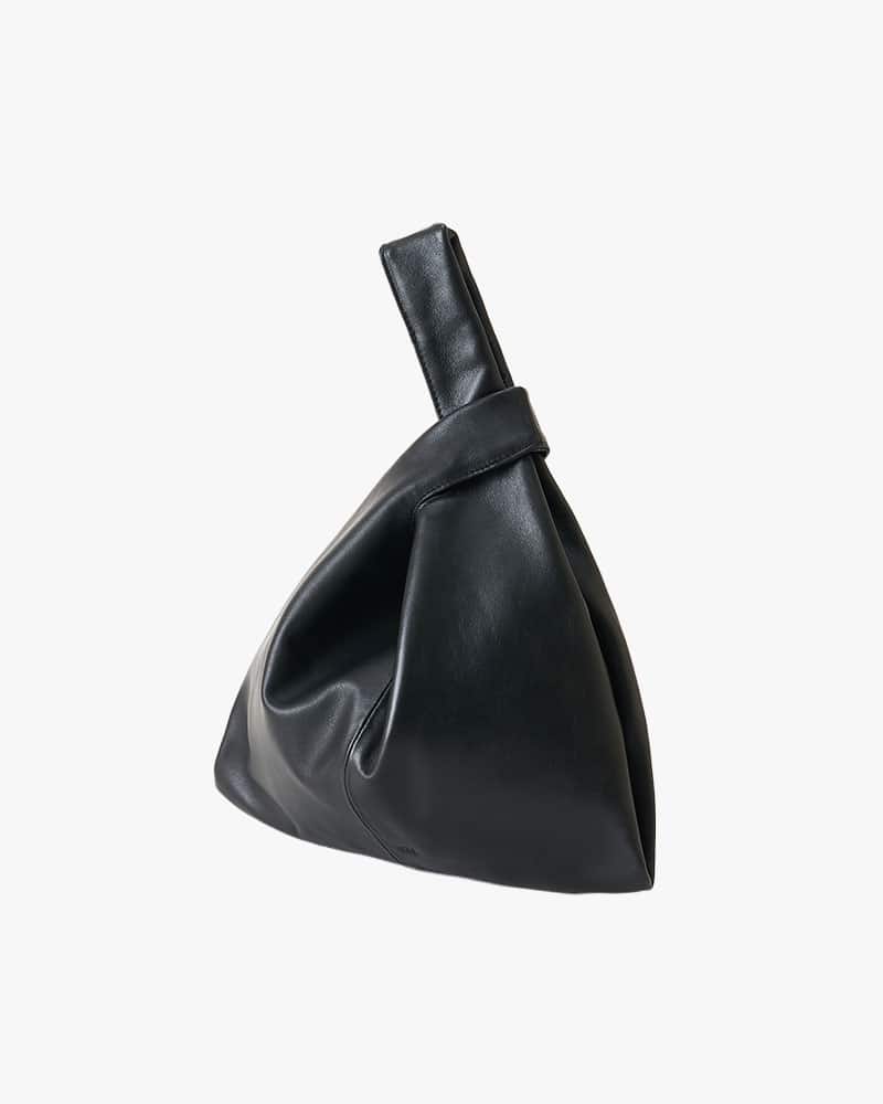 ONE.  SHOPPING LEATHER HAND BAG -BLACK- BLACK ONE SIZE