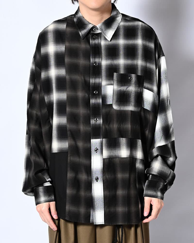 NODZOKU×KOOI  PATCHWORK OVER SHIRT -OMBRE CHECK-