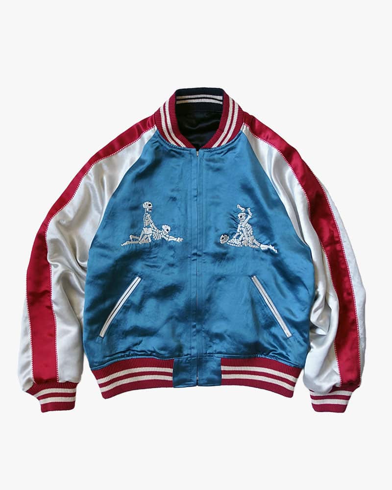 A PUZZLING HOME  F**KING SKULLS SOUVENIR JACKET -BLUE-