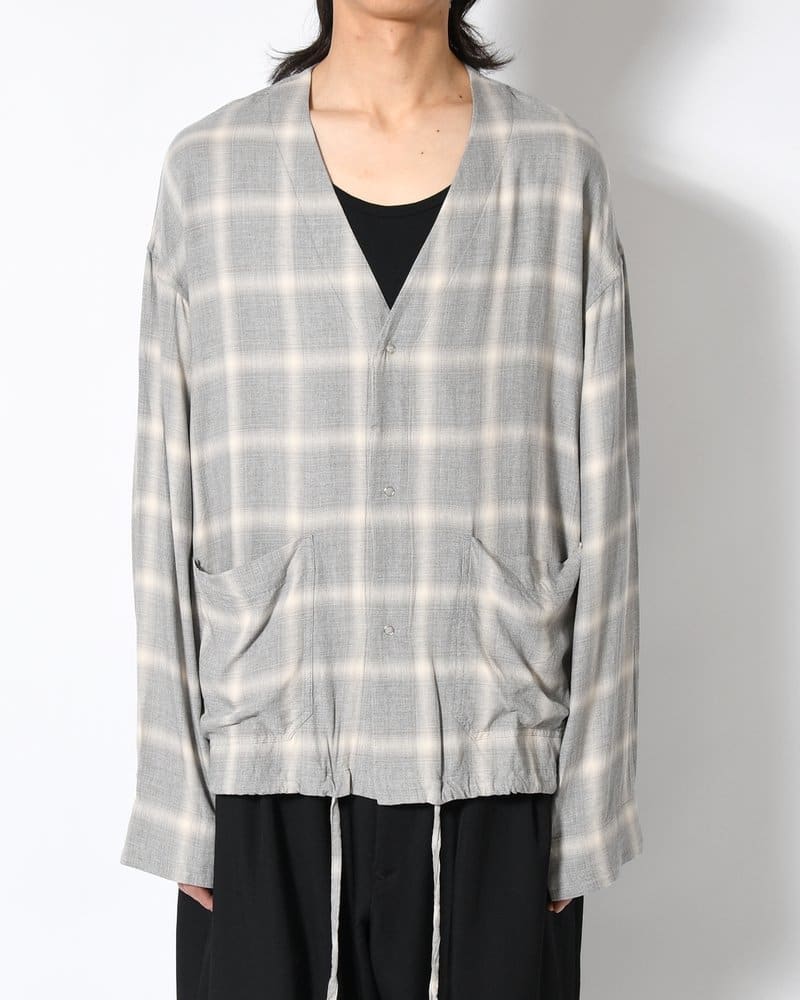 ANEI  F.E CARDIGAN PLAID -H.GREY PLAID-