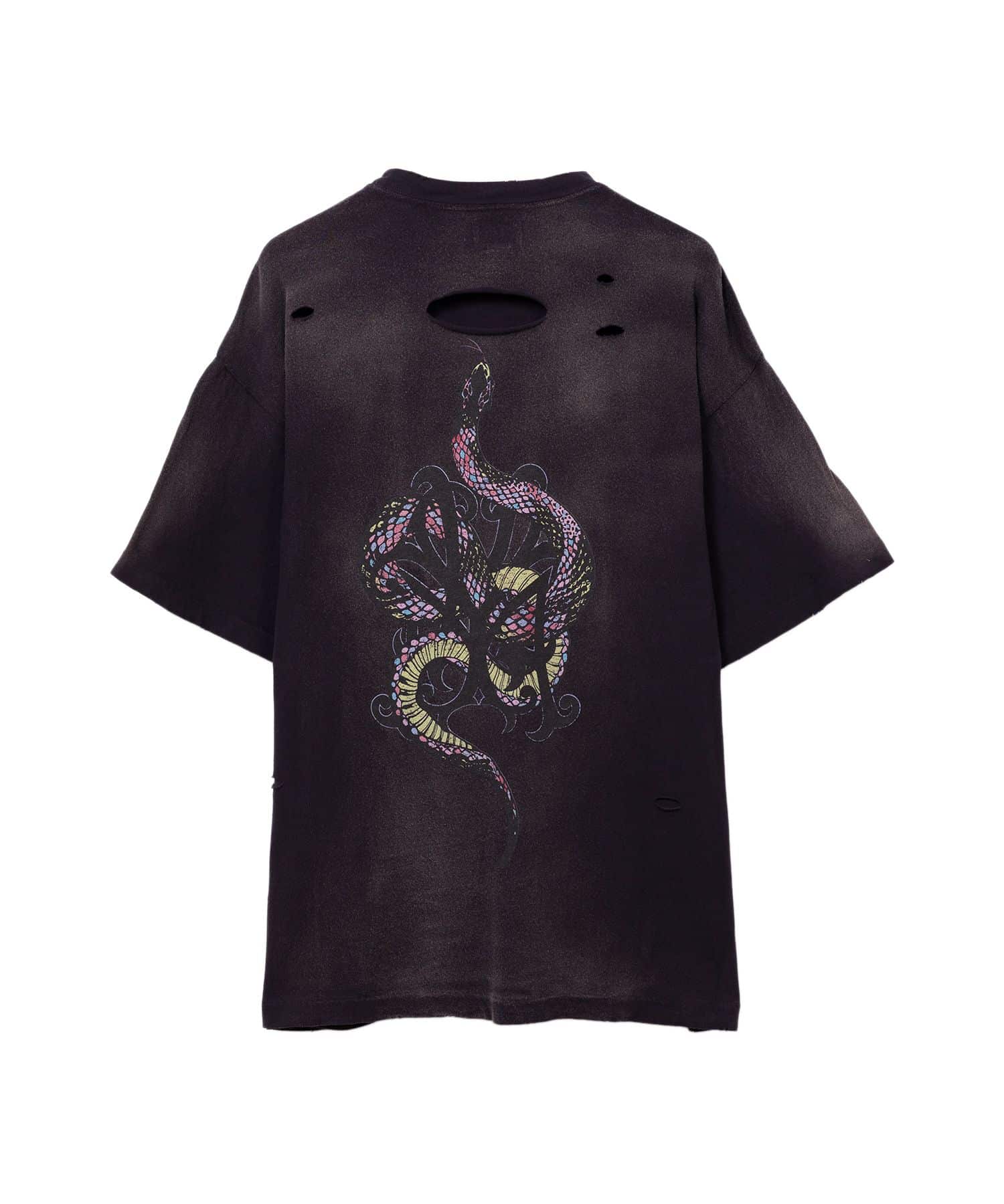 KAMIYA (カミヤ) / “KMY-SNAKE” Distressed T-shirt / G14TS080 / BLACK / L	 BLACK L