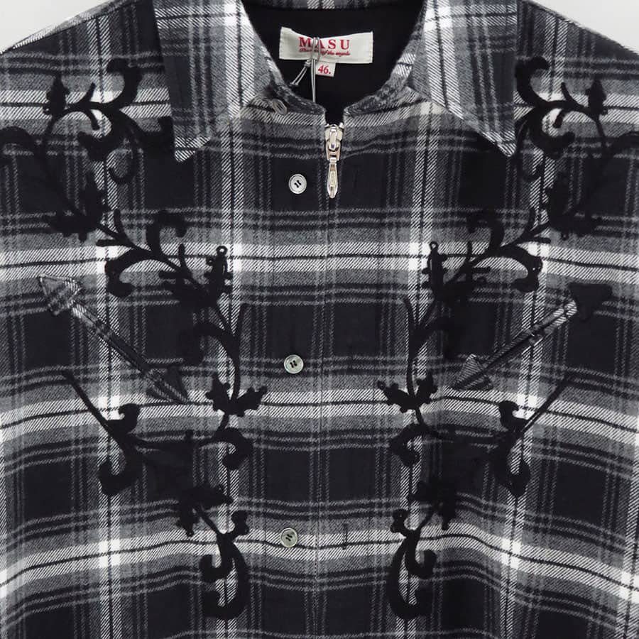 MASU (エムエーエスユー) / RODEO ZIP-UP PLAID SHIRT / 48 / BLACK BLACK 48