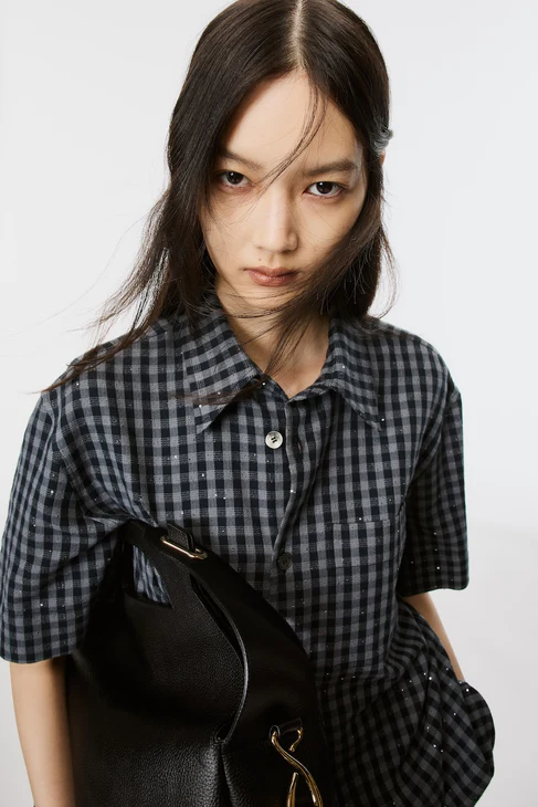 MASU (エムエーエスユー) / SPARKLING PLAID HALF SLEEVE SHIRT  / M26U6SH003 / BLACK BLACK 46