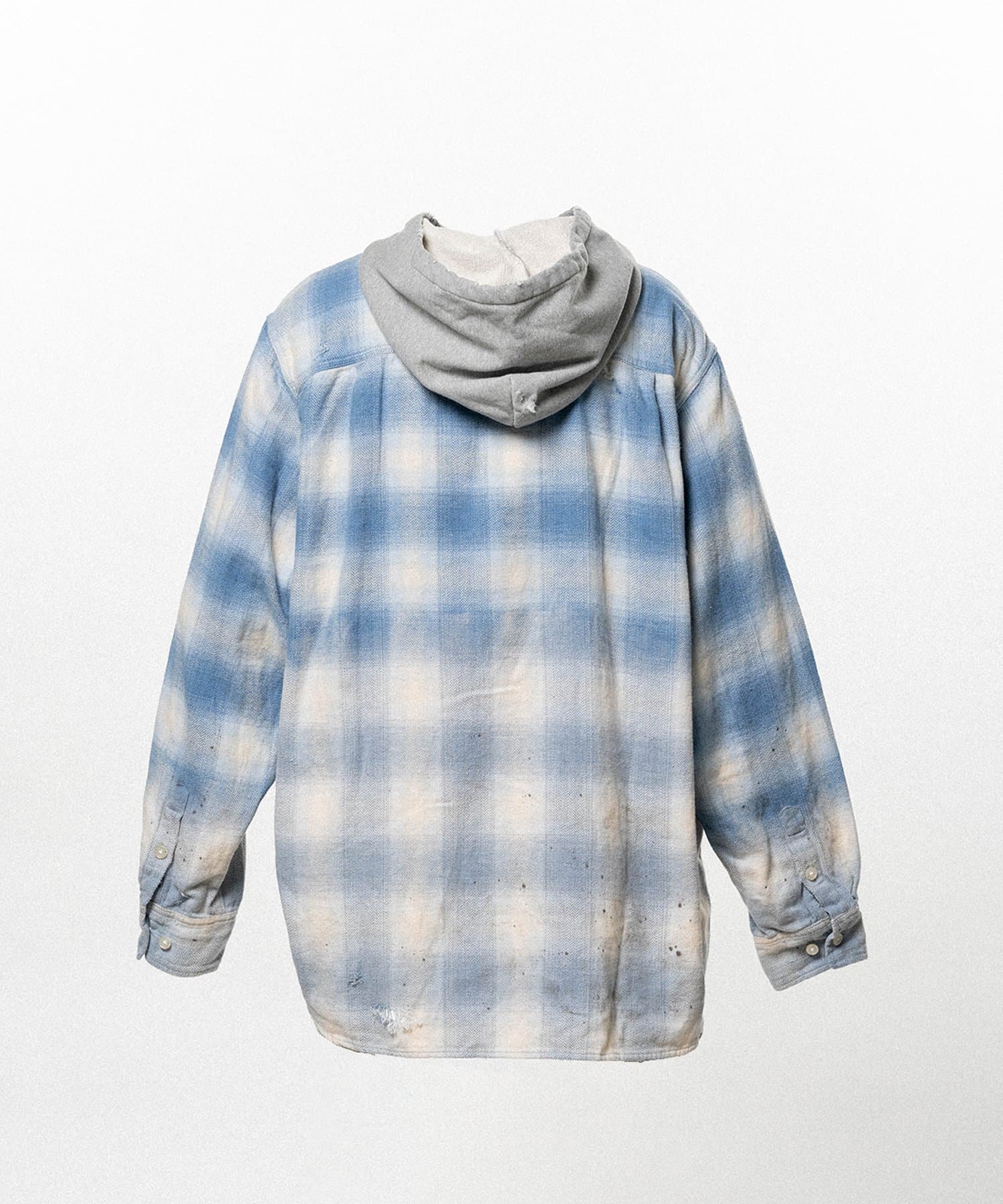  KAMIYA (カミヤ) / Distressed Hooded Checked Shirt / BLUE /S BLUE S
