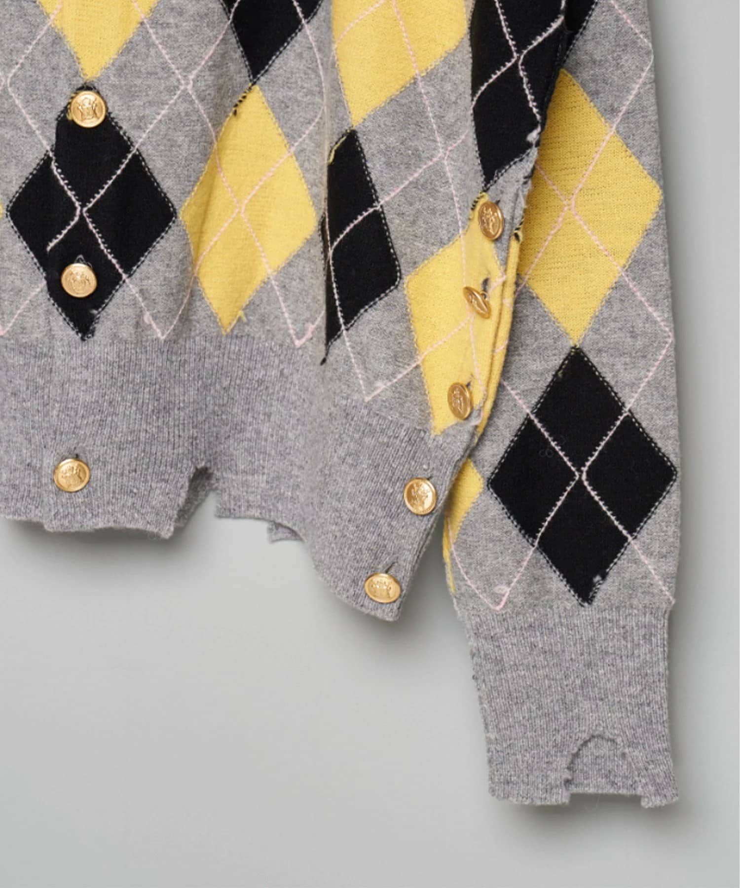 MASU (エムエーエスユー) / DIAMOND SCRAPED CARDIGAN / LEMON / 44 / M26H9KN003 LEMON (YELLOW) 44