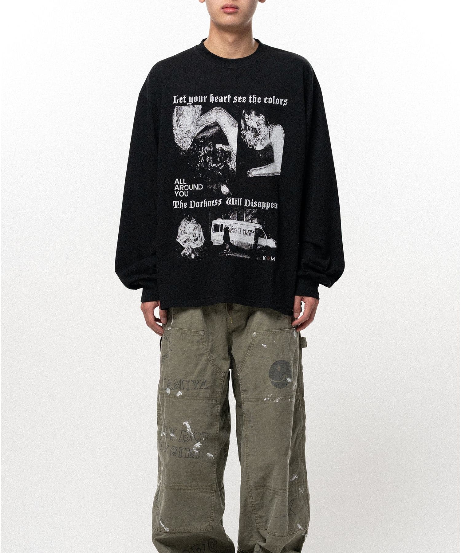 KAMIYA (カミヤ) / "ALL AROUND YOU" Long-Sleeve T-shirt / BLACK BLACK S