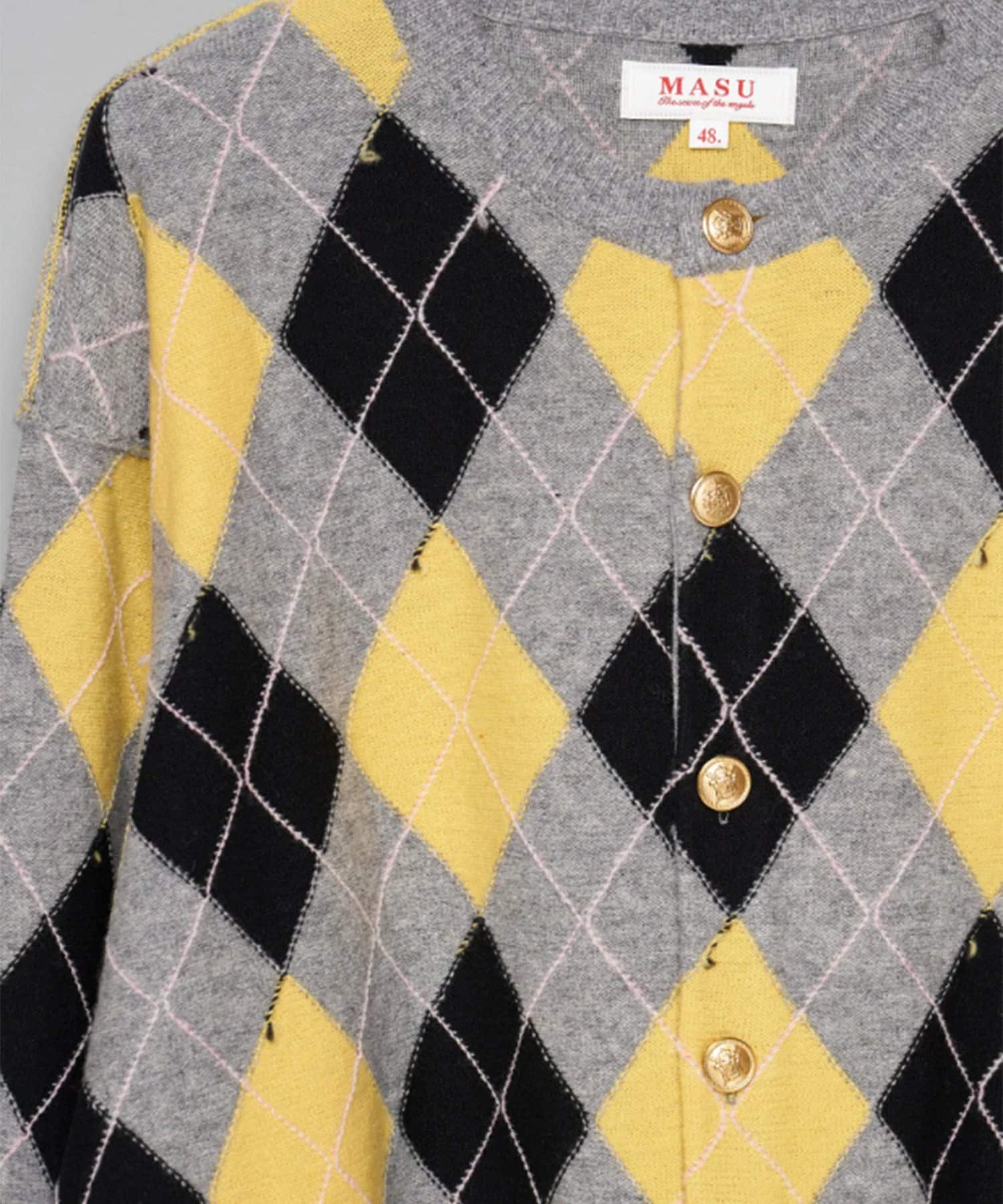 MASU (エムエーエスユー) / DIAMOND SCRAPED CARDIGAN / LEMON / 44 / M26H9KN003 LEMON (YELLOW) 44