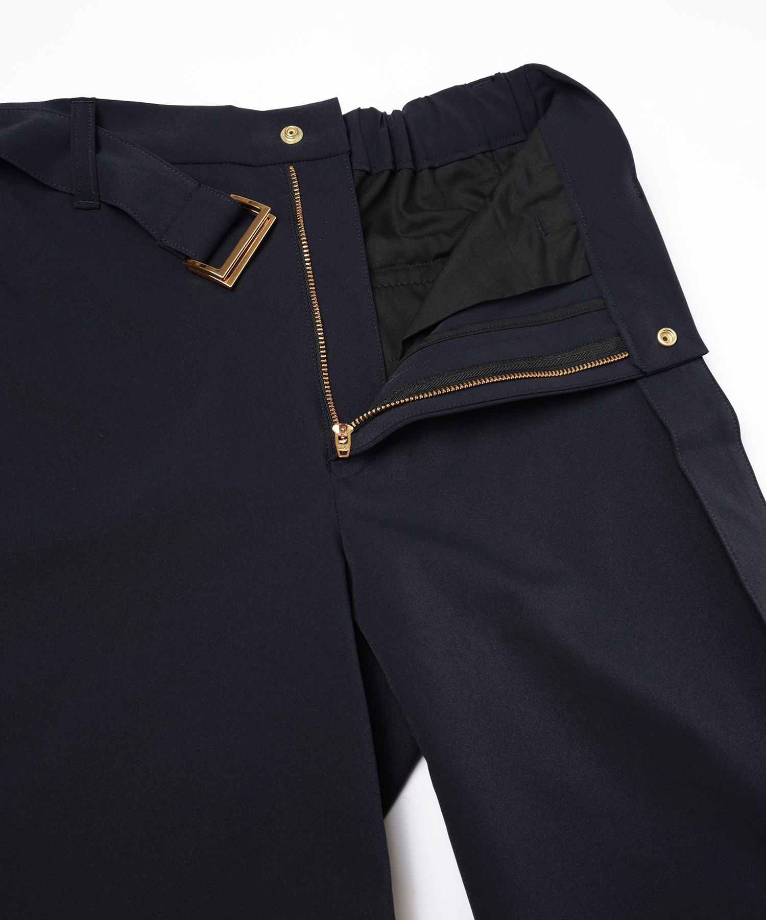 CULLNI (クルニ) / Stretch Taffeta Straight Pant with Long Belt / 25-SS-013 / NAVY / 1 NAVY 1 (S)