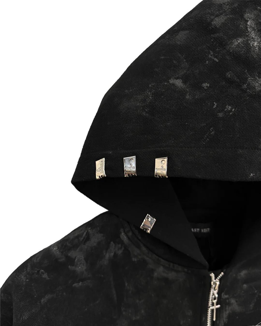 LAST NEST (ラストネスト) /Coating Logo Hoodie / BLACK BLACK L