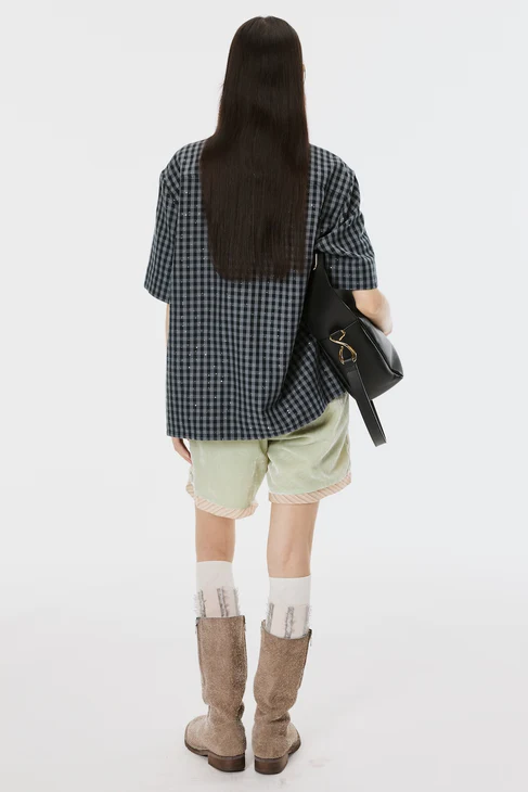 MASU (エムエーエスユー) / SPARKLING PLAID HALF SLEEVE SHIRT  / M26U6SH003 / BLACK BLACK 44