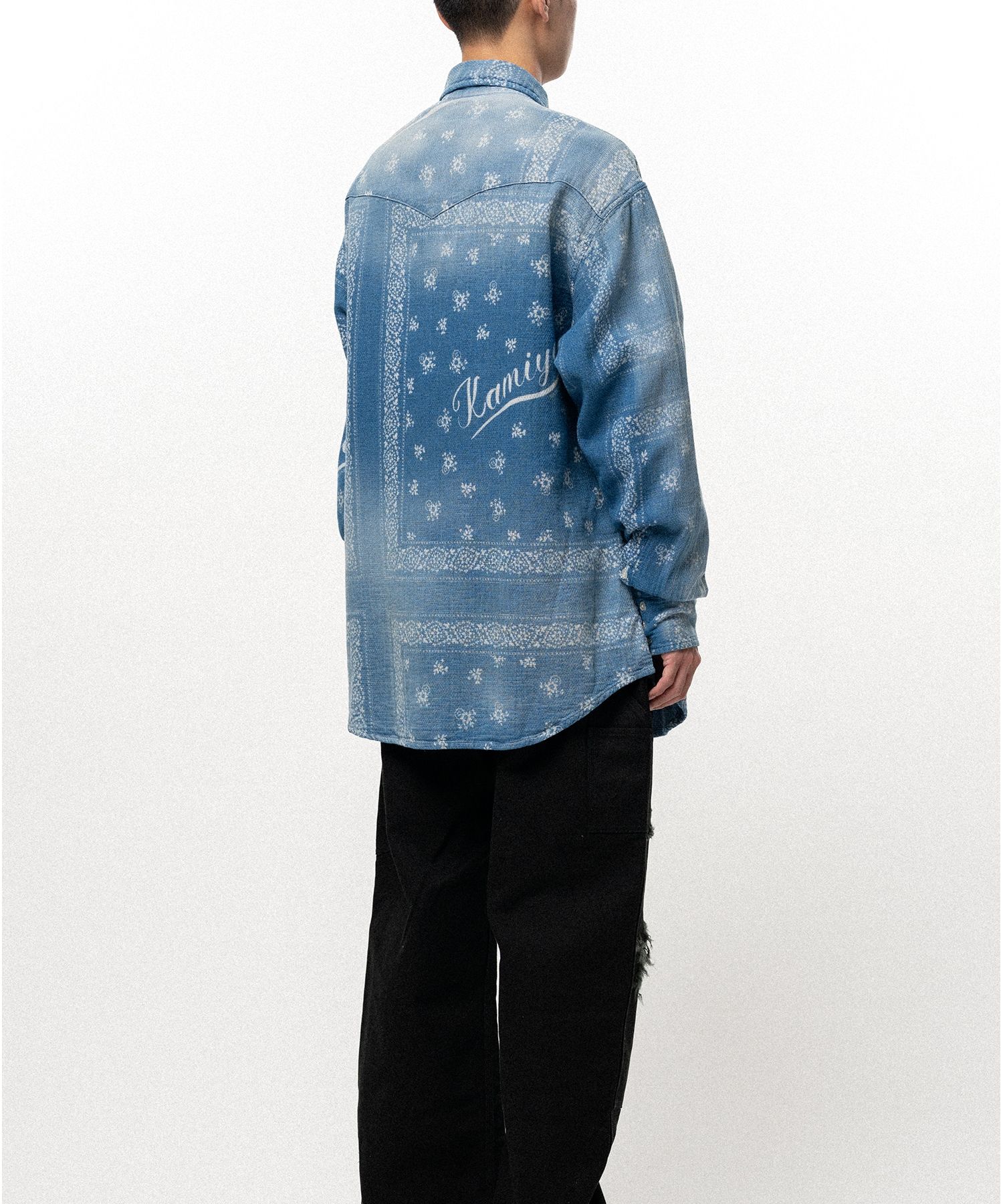 KAMIYA (カミヤ) / Bandana Discharge Print Western Shirt / INDIGO /S INDIGO S
