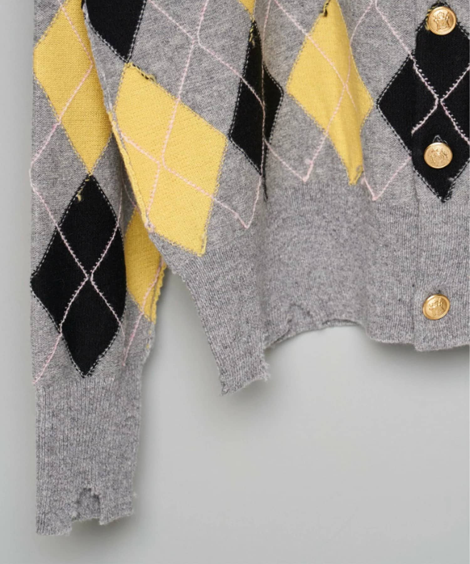 MASU (エムエーエスユー) / DIAMOND SCRAPED CARDIGAN / LEMON / 44 / M26H9KN003 LEMON (YELLOW) 44