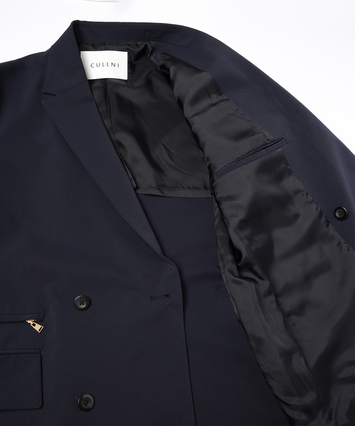 CULLNI (クルニ) / Stretch Taffeta Zip Pocket Tailored Jacket / 25-SS-036 / NAVY / 1 NAVY 1(S)