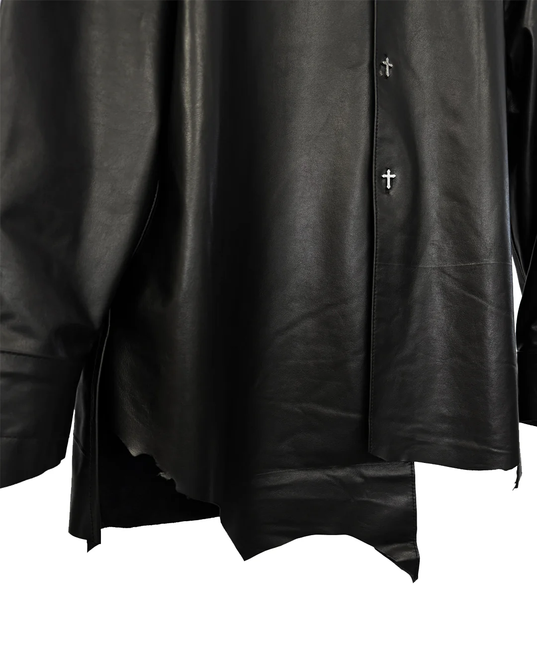 LAST NEST (ラストネスト) / Leather L/S Shirts / Black BLACK M