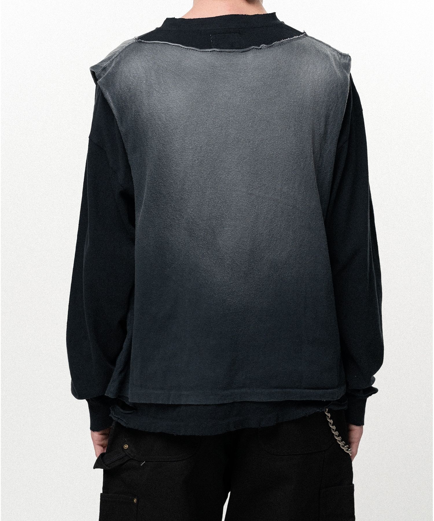 KAMIYA (カミヤ) / "THE DARKNESS WILL DISAPPEAR" Docking Long-Sleeve T-shirt / BLACK BLACK S
