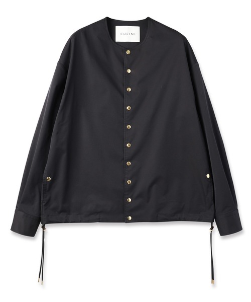CULLNI (クルニ) / High Count Stretch Twill Dot Button Collarless Jacket / 25-SS-040B / BLACK / 2 BLACK 2 (M)