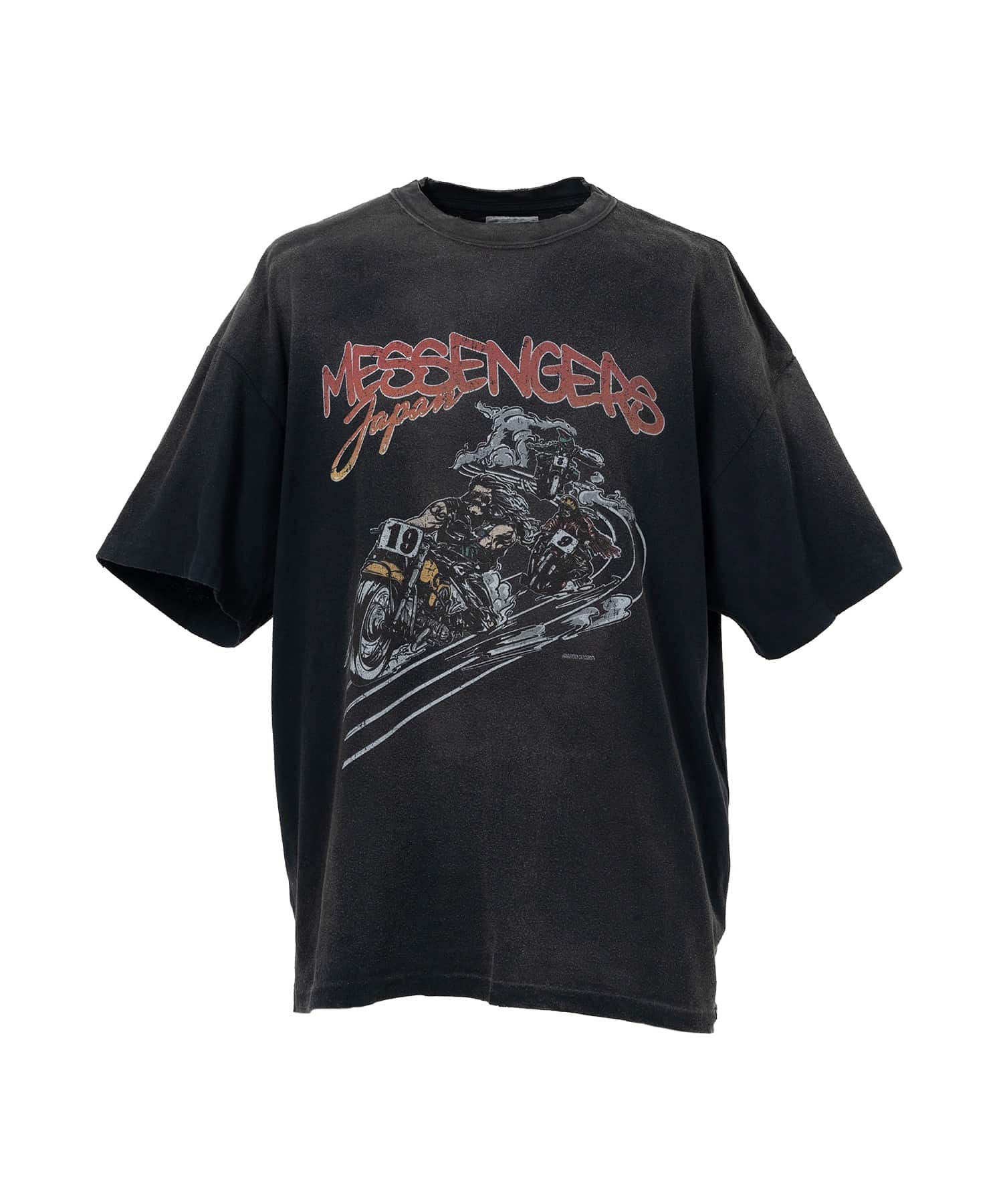 KAMIYA (カミヤ) / "Motorbike Messengers" Distressed T-shirt / G15TS083 / BLACK /L BLACK L