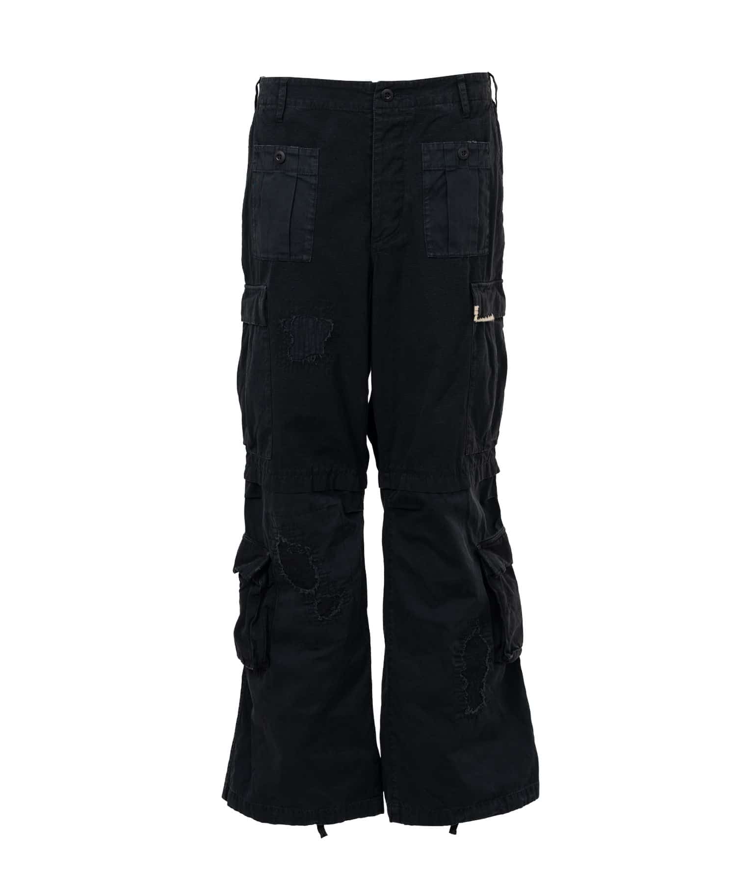 KAMIYA (カミヤ) / Repaired Ripstop Fatigue Pants / G15PT040 / BLACK / M	 BLACK M