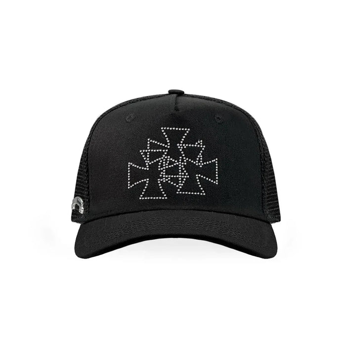 ASKYURSELF (アスクユアセルフ) / CROSS STUDS TRUCKER CAP / BLACK / FREE BLACK FREE