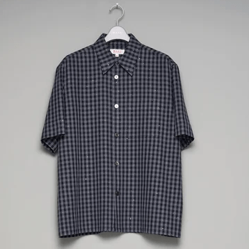  MASU (エムエーエスユー) / SPARKLING PLAID HALF SLEEVE SHIRT  / M26U6SH003 / BLACK BLACK 46