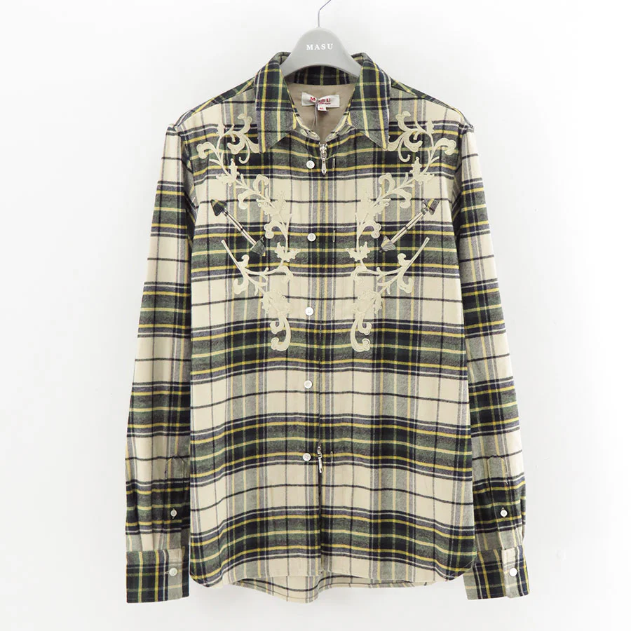 MASU (エムエーエスユー) / RODEO ZIP-UP PLAID SHIRT / M25F9SL005 /  48  / CREAM