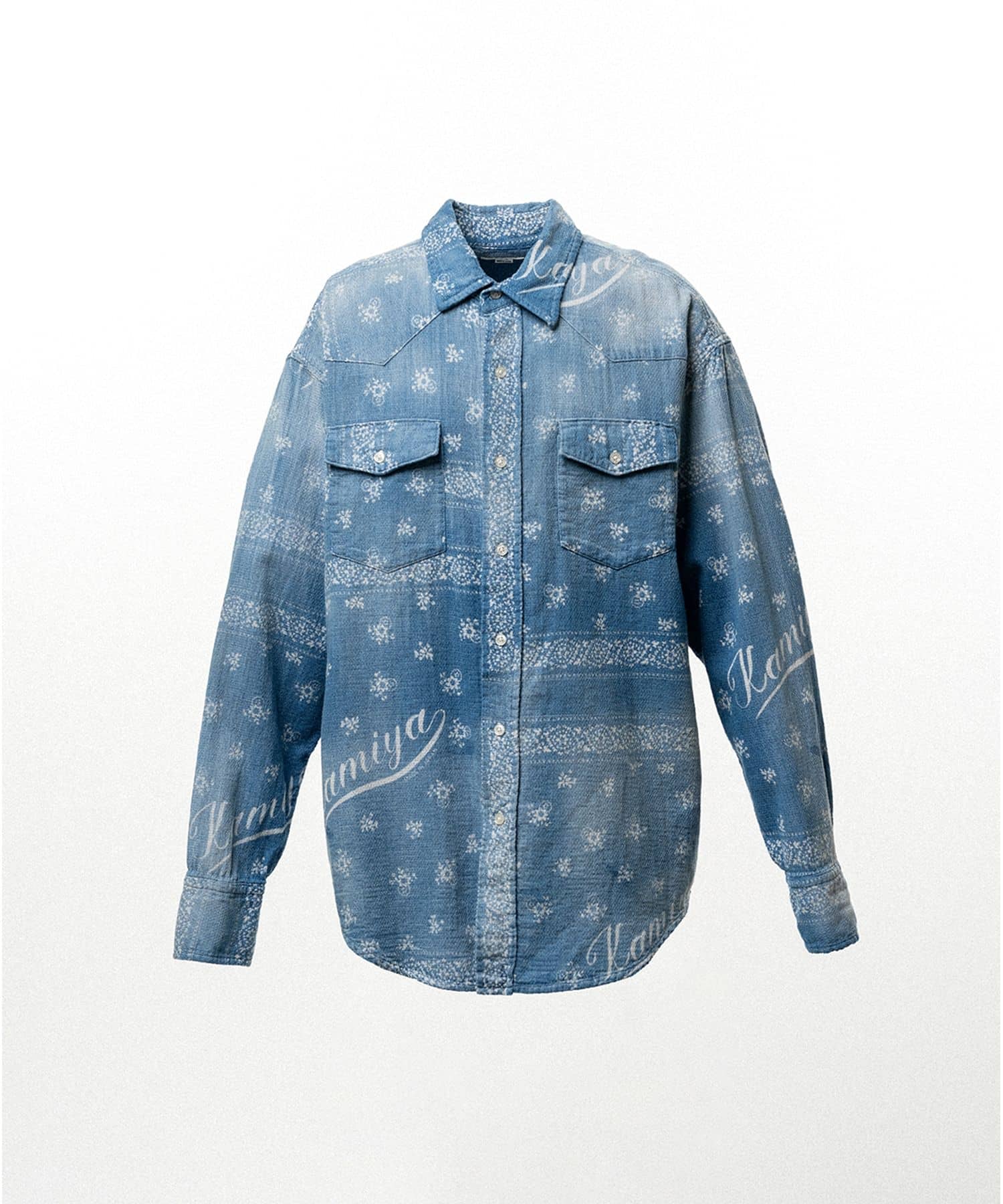 KAMIYA (カミヤ) / Bandana Discharge Print Western Shirt / INDIGO /S
