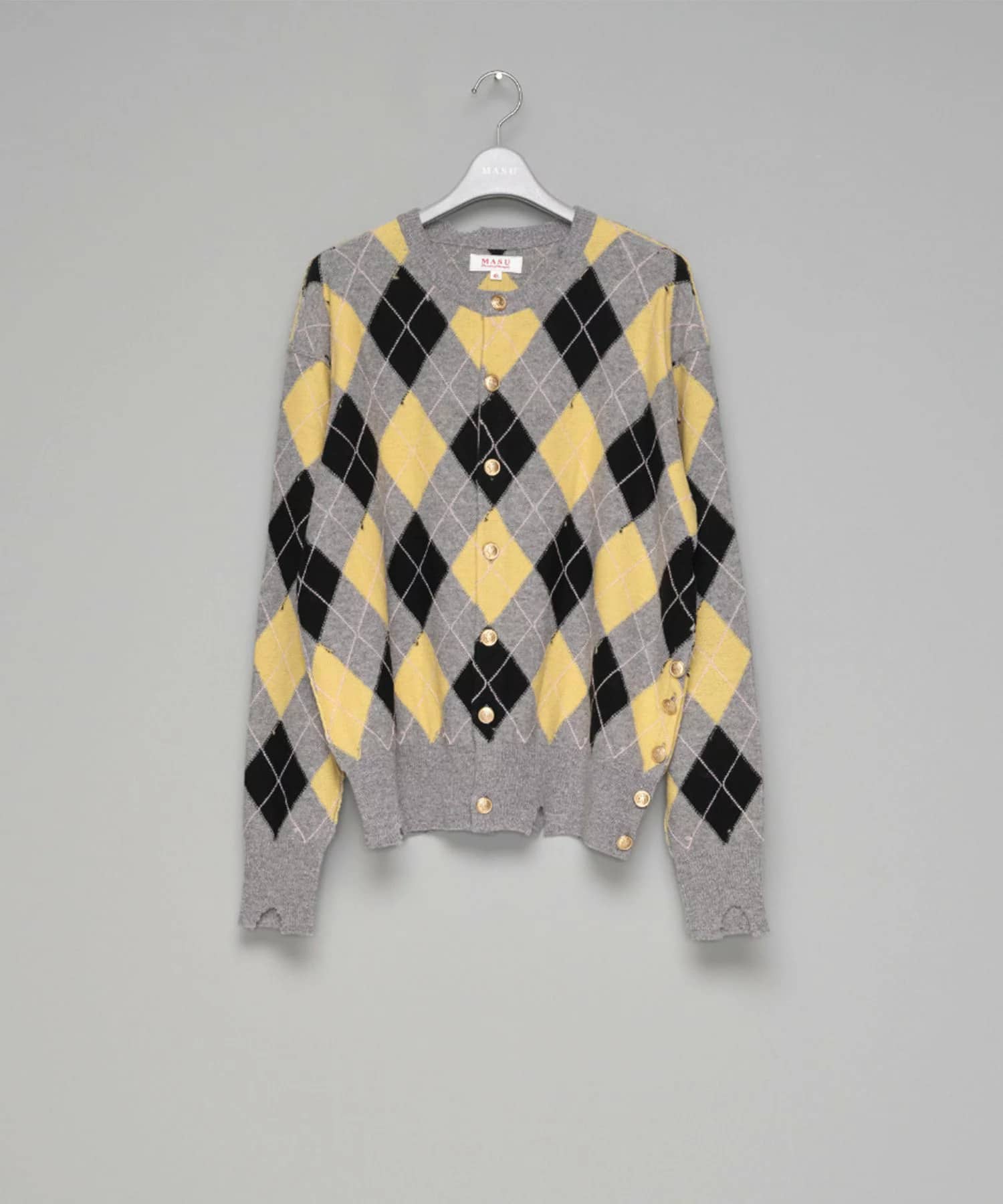 MASU (エムエーエスユー) / DIAMOND SCRAPED CARDIGAN / LEMON / 44 / M26H9KN003