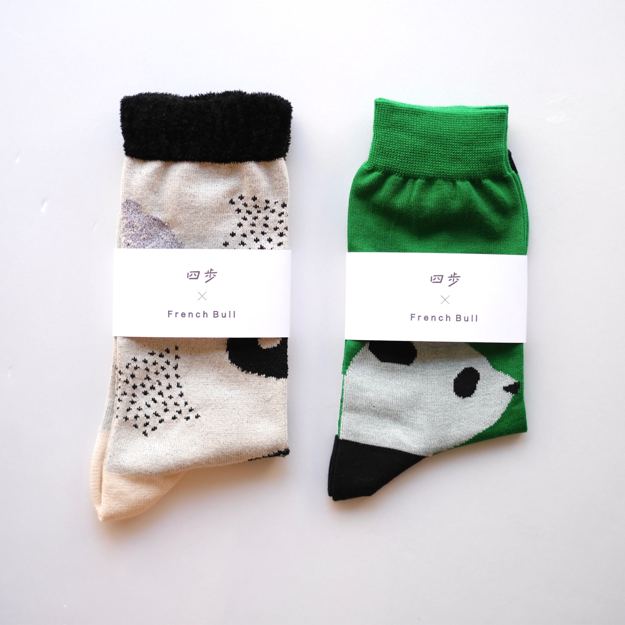 【四歩×French Bull】パンダ靴下　グリーン