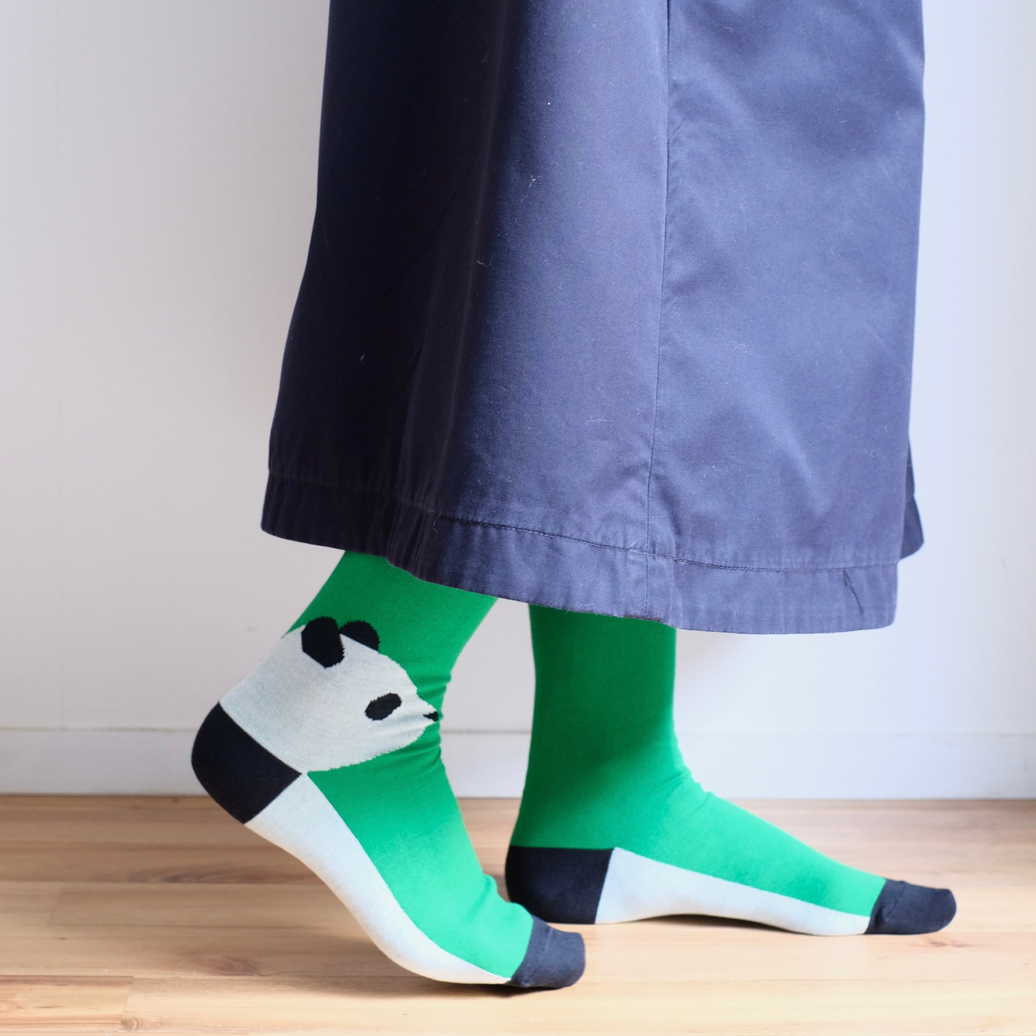 【四歩×French Bull】パンダ靴下　グリーン