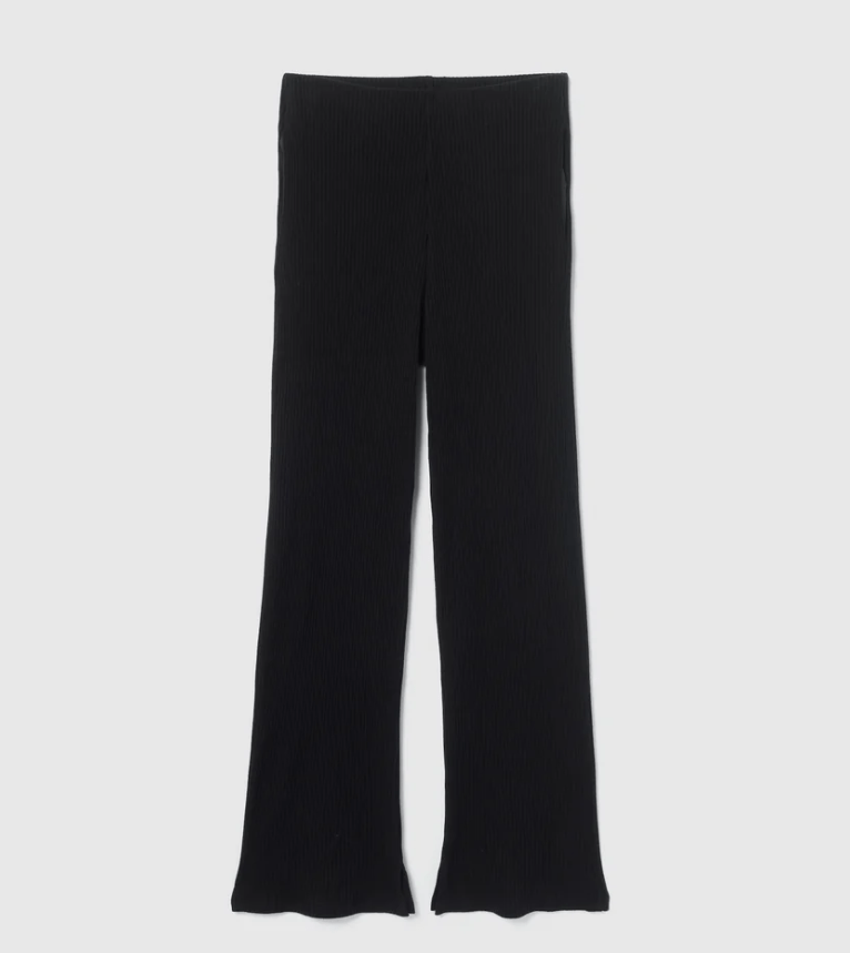 ヘムカットRIBストレートパンツ ブラック M