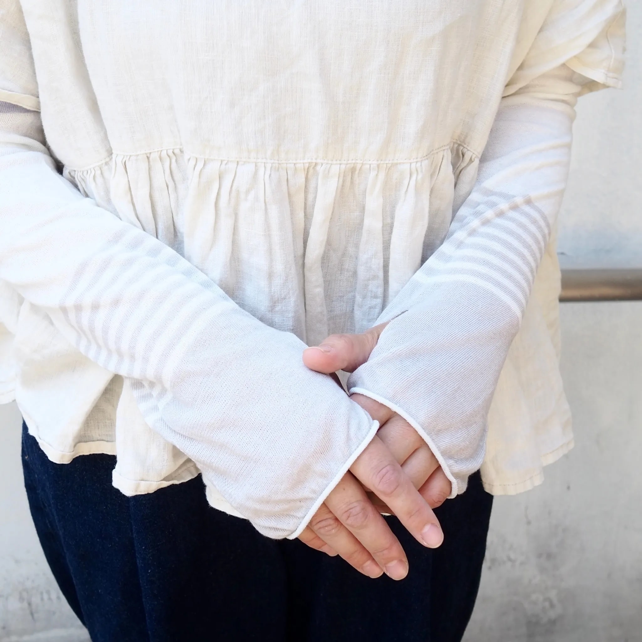 SOUKI 綿麻のゆったりUV アームカバー ハナグモリ