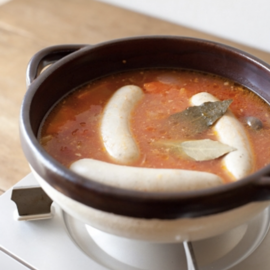 カセロラ 8号鍋 白/茶