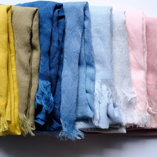 コットン＆ウールストール　羽織（HAOLU） 紺青