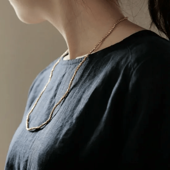 fog linen work　ビーズネックレス シルバー S