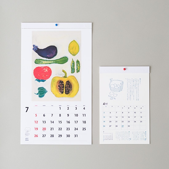 左：表紙画カレンダー / 右：エプロンメモカレンダー