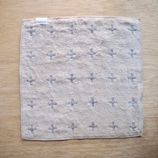 リネンプラス　タオルハンカチ ブルー