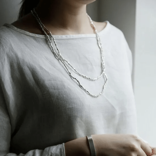 fog linen work　ビーズネックレス ブラス L