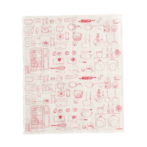 花森安治の蚊帳布ふきん だいどころ（レッド）