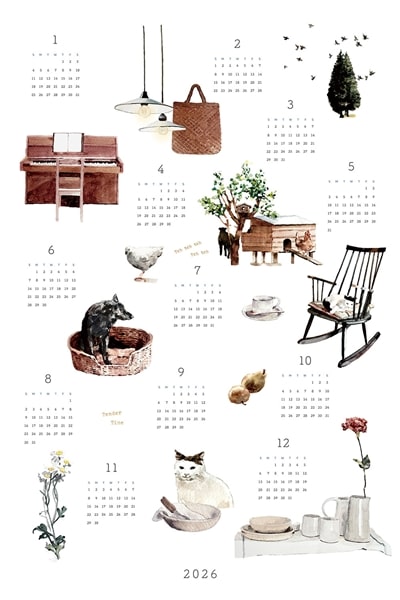 fog linen work　リネンカレンダー 2026 やさしい時間