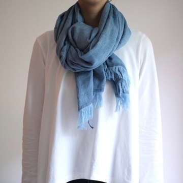 コットン＆ウールストール　羽織（HAOLU） 紺青