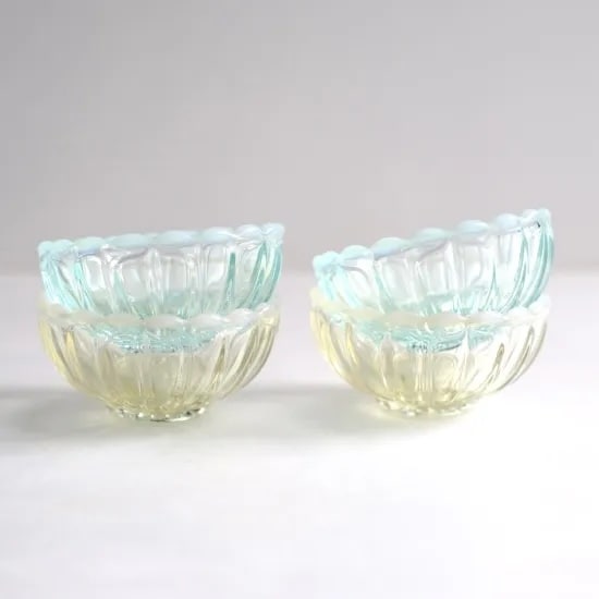 廣田硝子　雪の花　のぞき(豆鉢)　ブルー