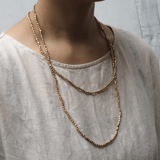 fog linen work　ビーズネックレス シルバー L