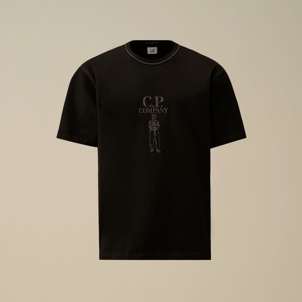 Mercerized Jersey 30/2 Twisted Short Sleeve Logo T-Shirt 999 BLACK M