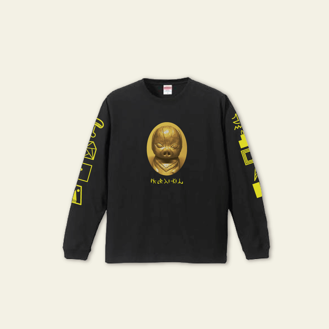 【パンジャ王国展】ズーノ像ロングスリーブTシャツ ブラック S