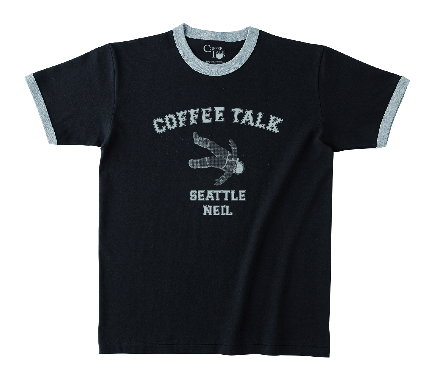 【Record of COFFEE TALK】エンディングシーン リンガーTシャツ ニール(ブラック×グレー)