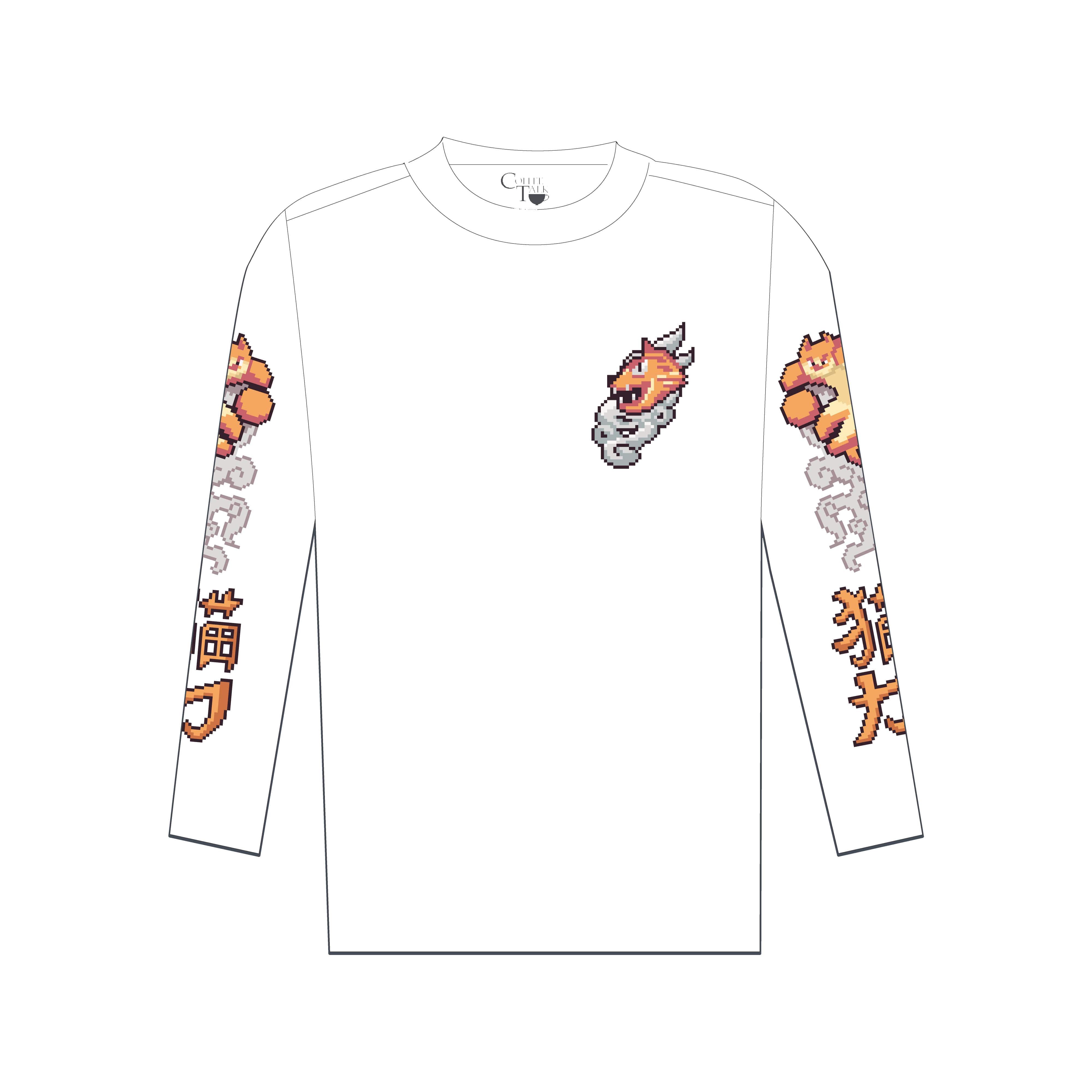 【Record of COFFEE TALK】猫力 ビッグシルエットロングTシャツ(ホワイト)