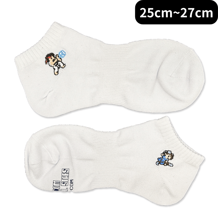 カプコンピクセルオールスターズ -ソックスコレクション- リュウ&春麗(25cm～27cm ) white -ｿｯｸｽｺﾚｸｼｮﾝ- ﾘｭｳ&春麗(25cm~27cm ) white2000016500646
