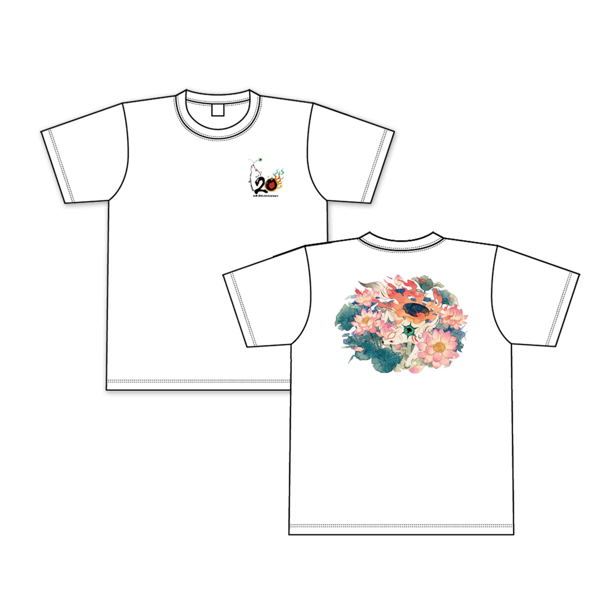 大神20th×おはるちゃん ～花咲く筆しらべ～ バックプリントTシャツ(アマテラス 蓮) アマテラス 蓮　2000016827354