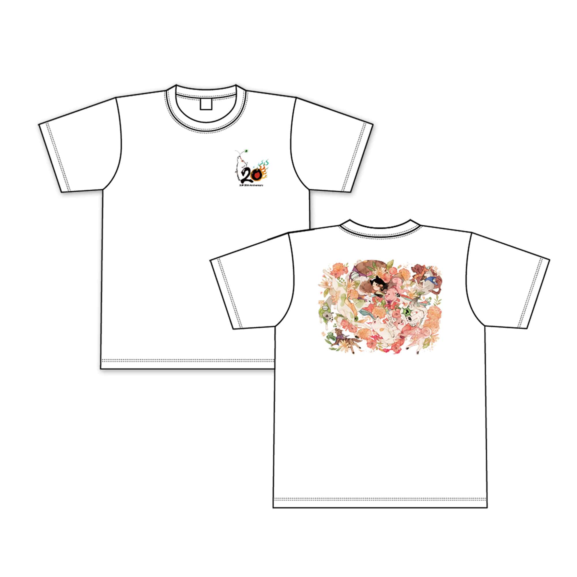 大神20th×おはるちゃん ～花咲く筆しらべ～ バックプリントTシャツ(アマテラス&フセ姫&里見八犬士) アマテラス&フセ姫&里見八犬士　2000016827361