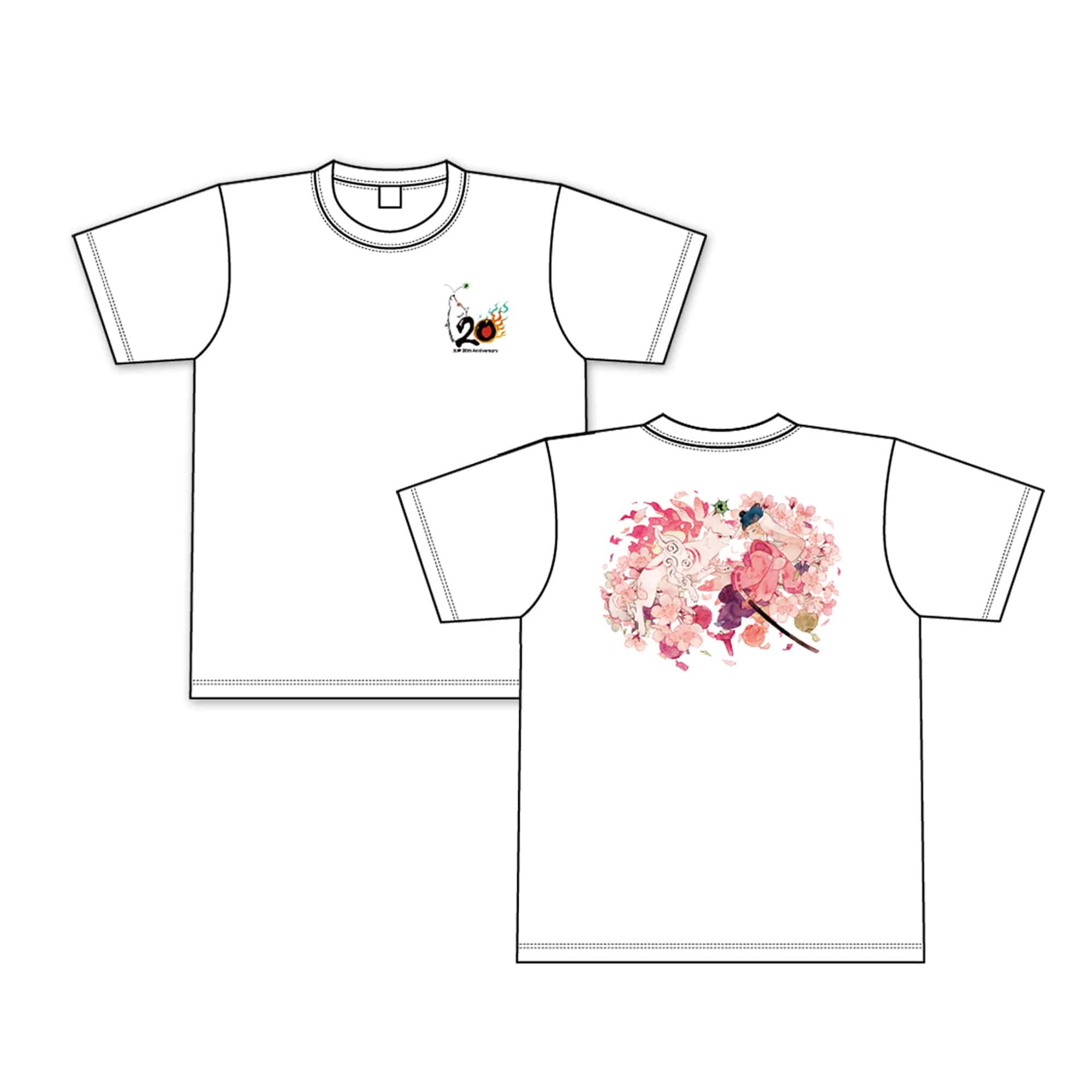 大神20th×おはるちゃん ～花咲く筆しらべ～ バックプリントTシャツ(アマテラス&ウシワカ) アマテラス&ウシワカ　2000016827378
